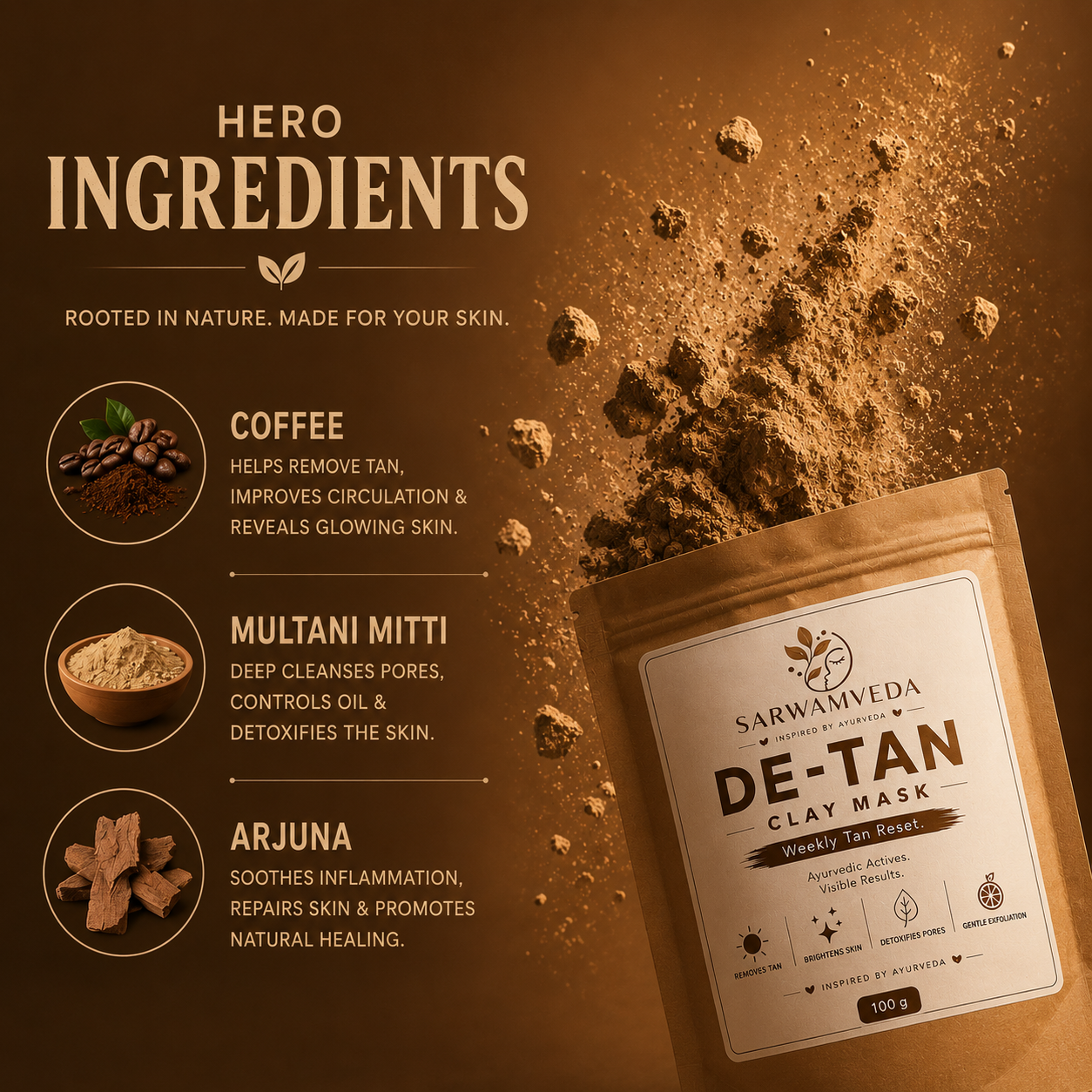 De-Tan Clay Mask | Weekly Tan Reset | 100g