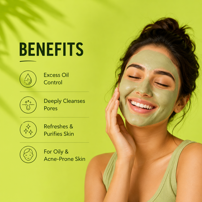 Sarwamveda Oil Balancing Clay Mask | Neem + Triphala + Multani Mitti | 100g